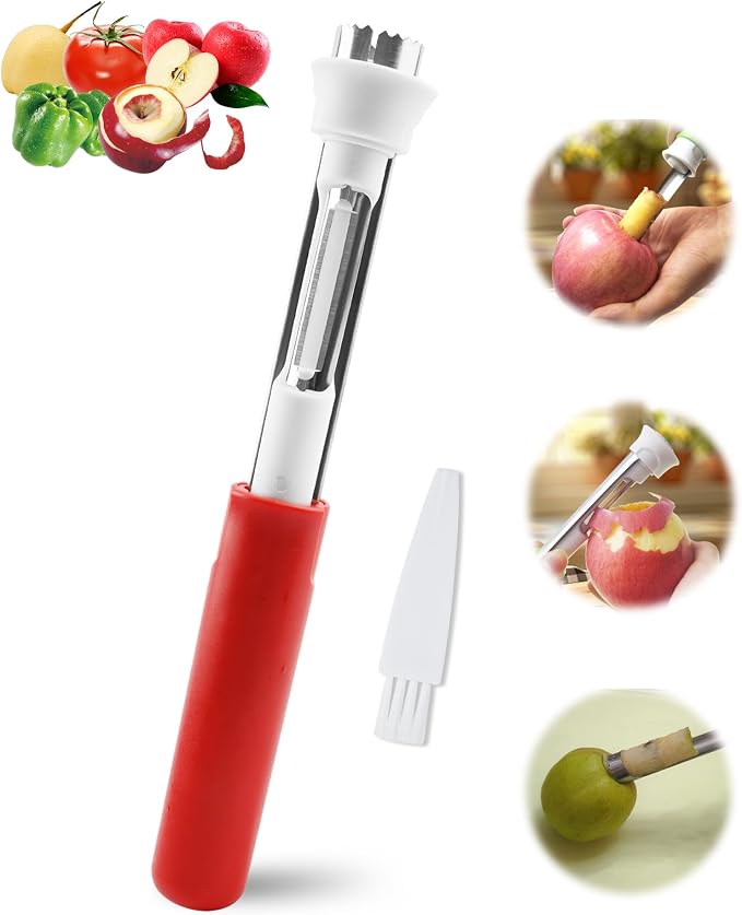 🍎 Outil 2-en-1 en acier inoxydable pour évider les pommes : un évideur de fruits en un seul geste ! ✨