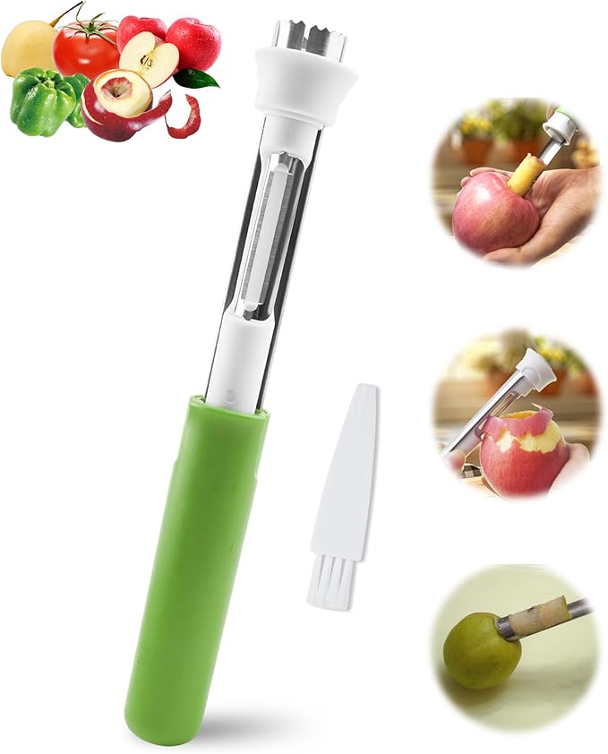 🍎 Outil 2-en-1 en acier inoxydable pour évider les pommes : un évideur de fruits en un seul geste ! ✨