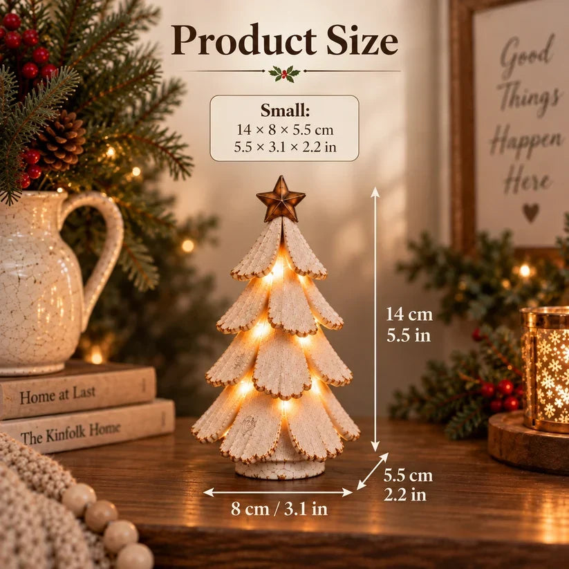 🎄✨ Figurine vintage de sapin de Noël illuminé — Décoration de Noël en céramique avec LED chaleureuses