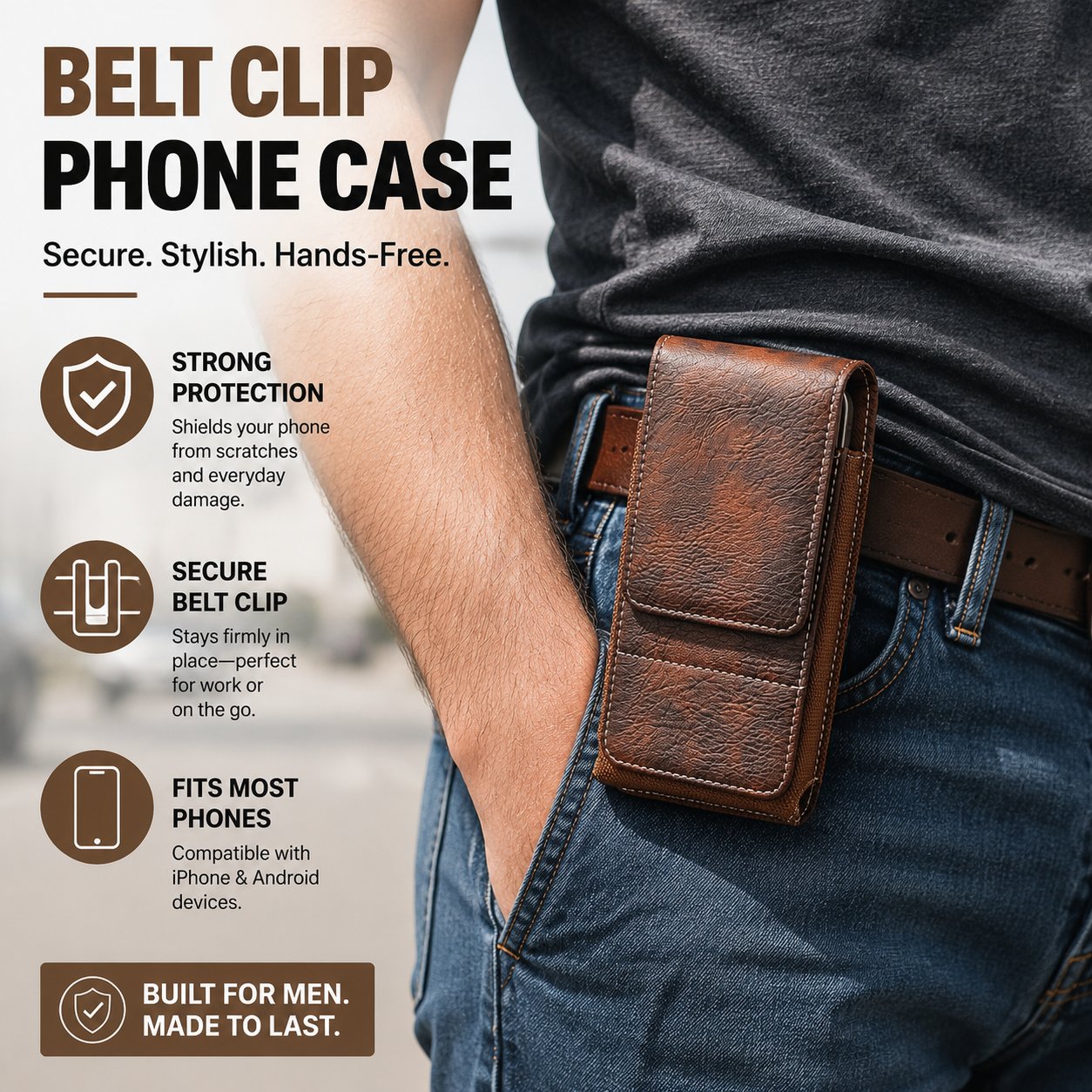 🛡️Étui de téléphone robuste à fixer à la ceinture, avec fermeture magnétique silencieuse ! 📱
