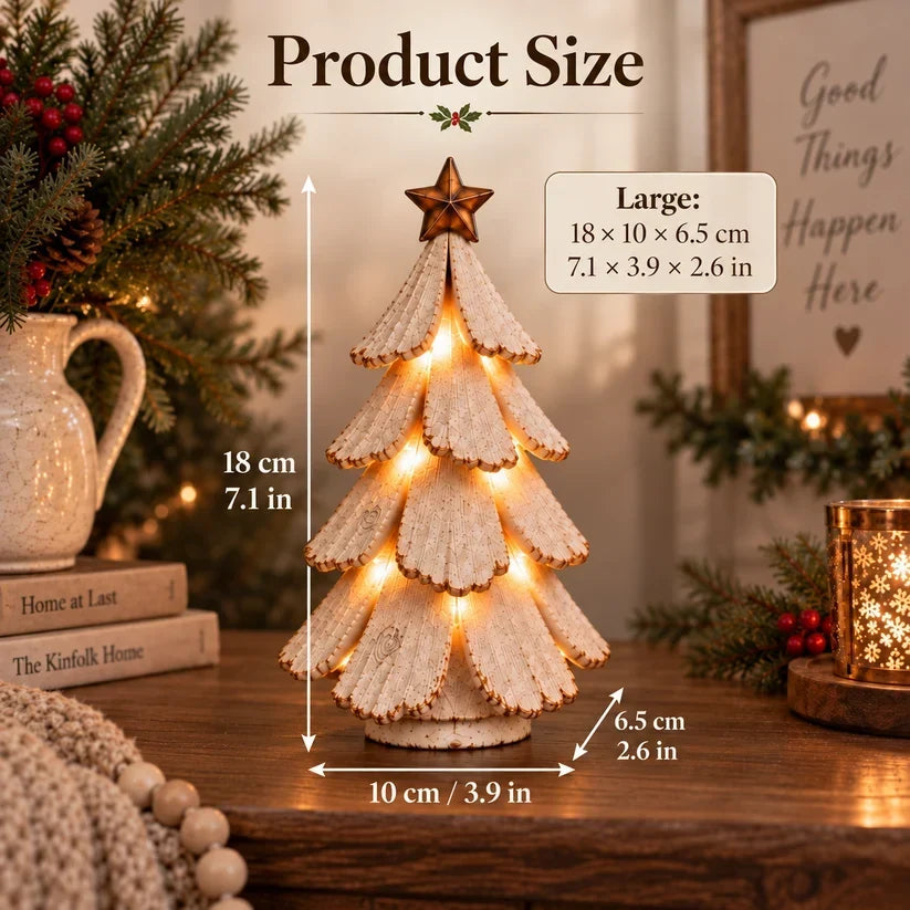 🎄✨ Figurine vintage de sapin de Noël illuminé — Décoration de Noël en céramique avec LED chaleureuses