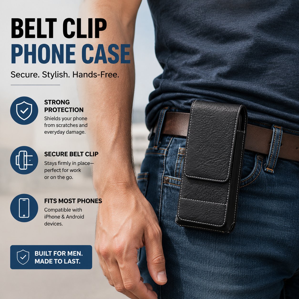 🛡️Étui de téléphone robuste à fixer à la ceinture, avec fermeture magnétique silencieuse ! 📱
