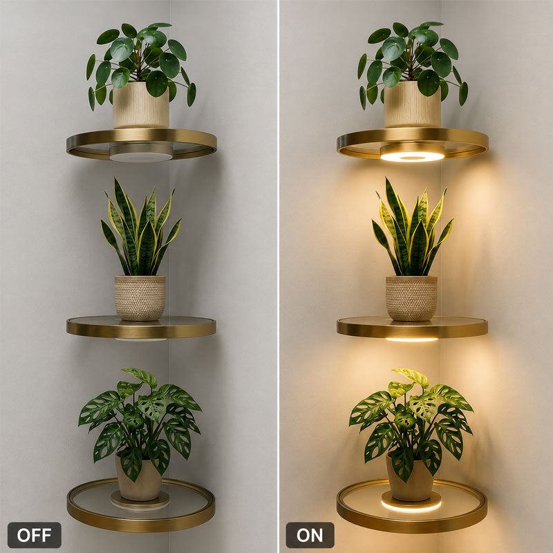 💡 Étagère flottante LED 2-en-1 ultime : décoration murale géométrique et veilleuse d'ambiance douce ! 🌿