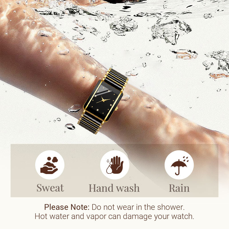 ⌚ Montre élégante à bracelet en céramique — Étanche jusqu'à 3 ATM, mouvement à quartz, coffret cadeau inclus