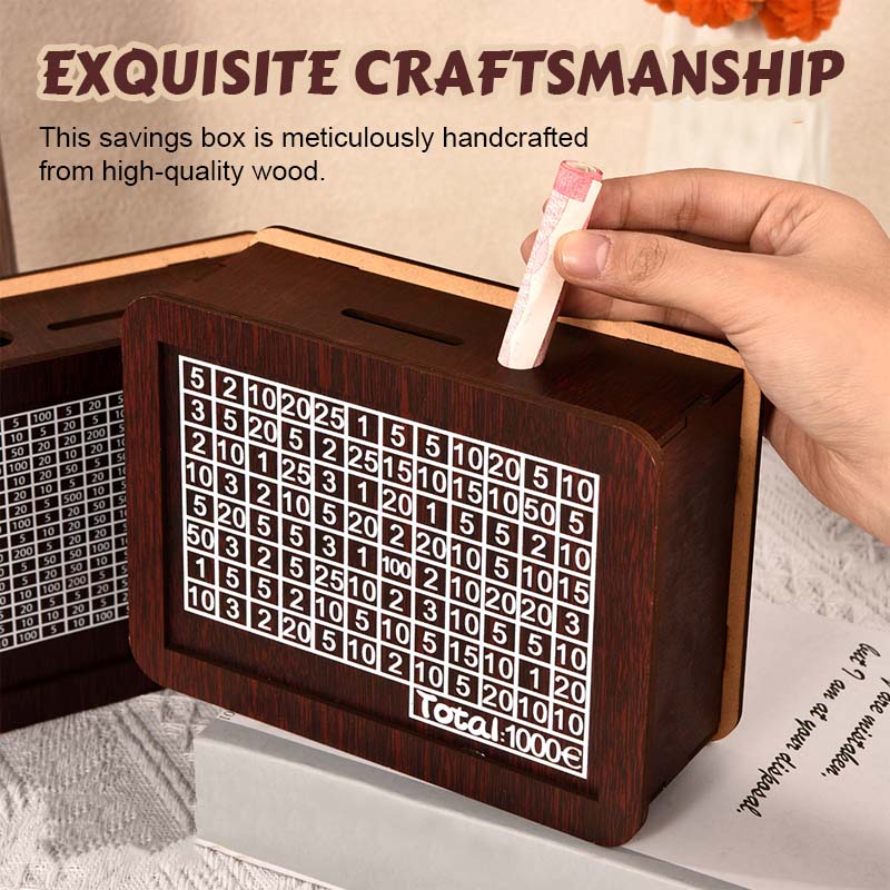 Élégante tirelire en bois avec objectif d'épargne ✨ Tirelire motivante pour petits et grands