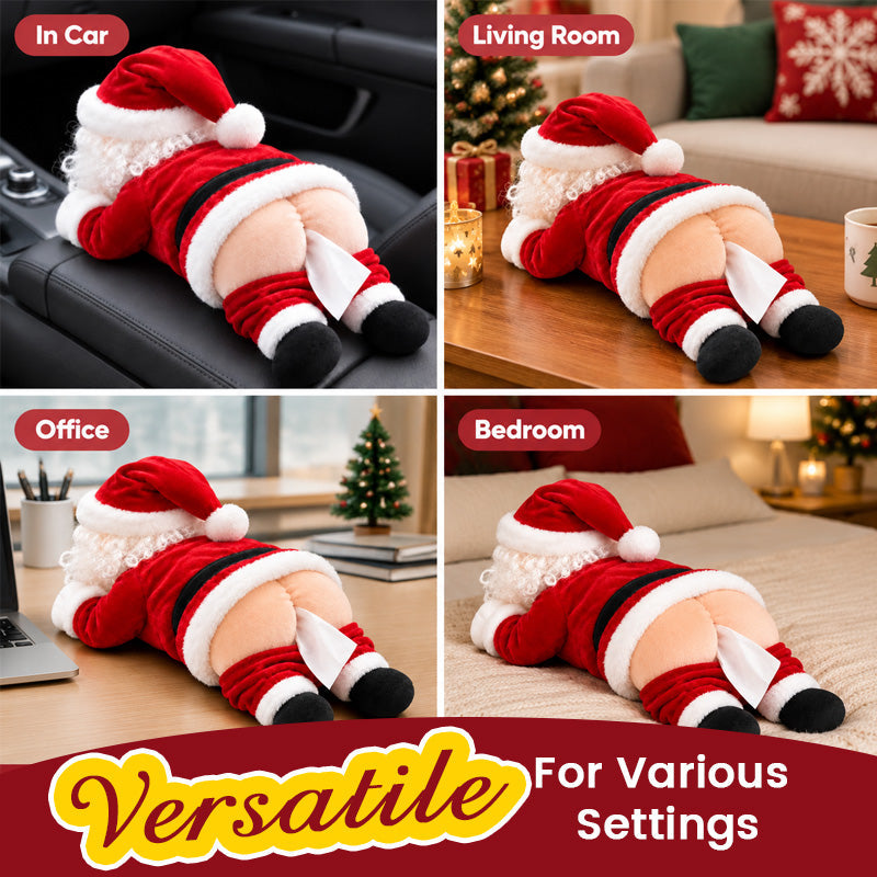 🎅Le côté espiègle du Père Noël — Une housse rigolote pour boîte de mouchoirs en forme de fesses, pour rire à Noël