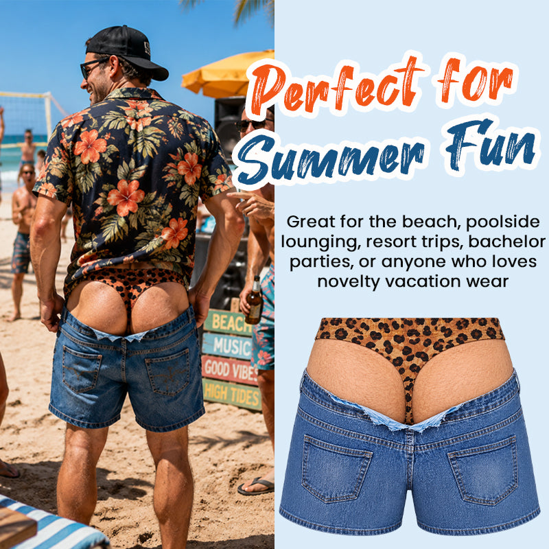 🐆 Short de bain rigolo style denim à imprimé léopard : un short de bain original ! 🏖️
