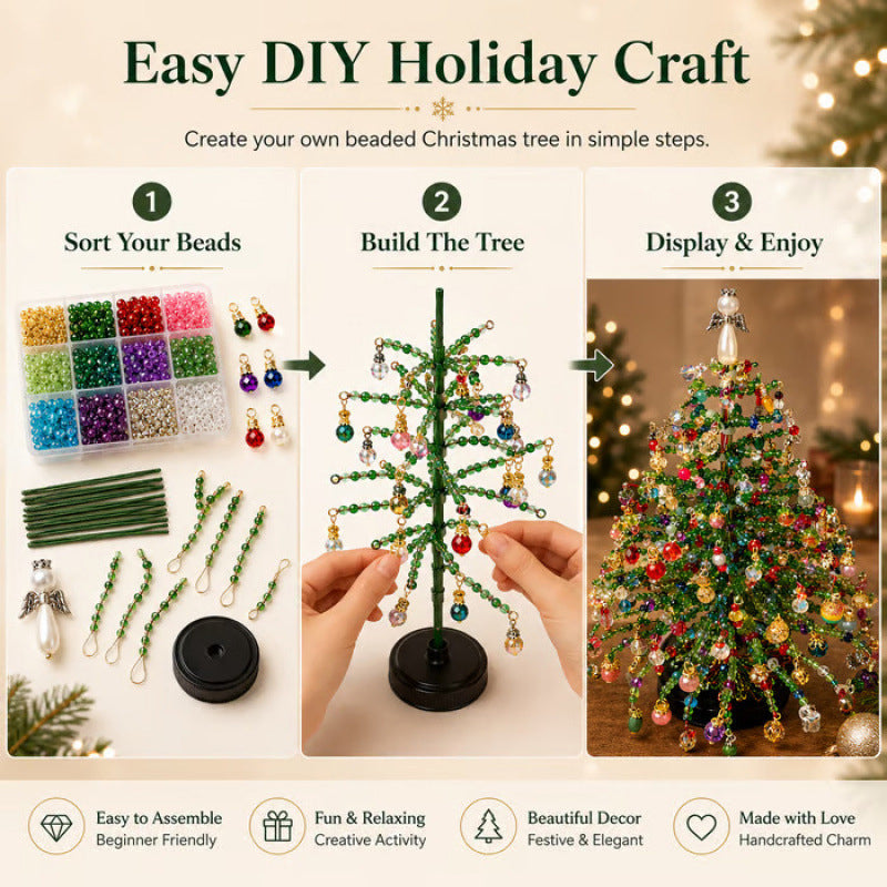 🎄✨ Kit de bricolage pour sapin de Noël en perles – 🎅 Créez votre propre décoration de Noël étincelante