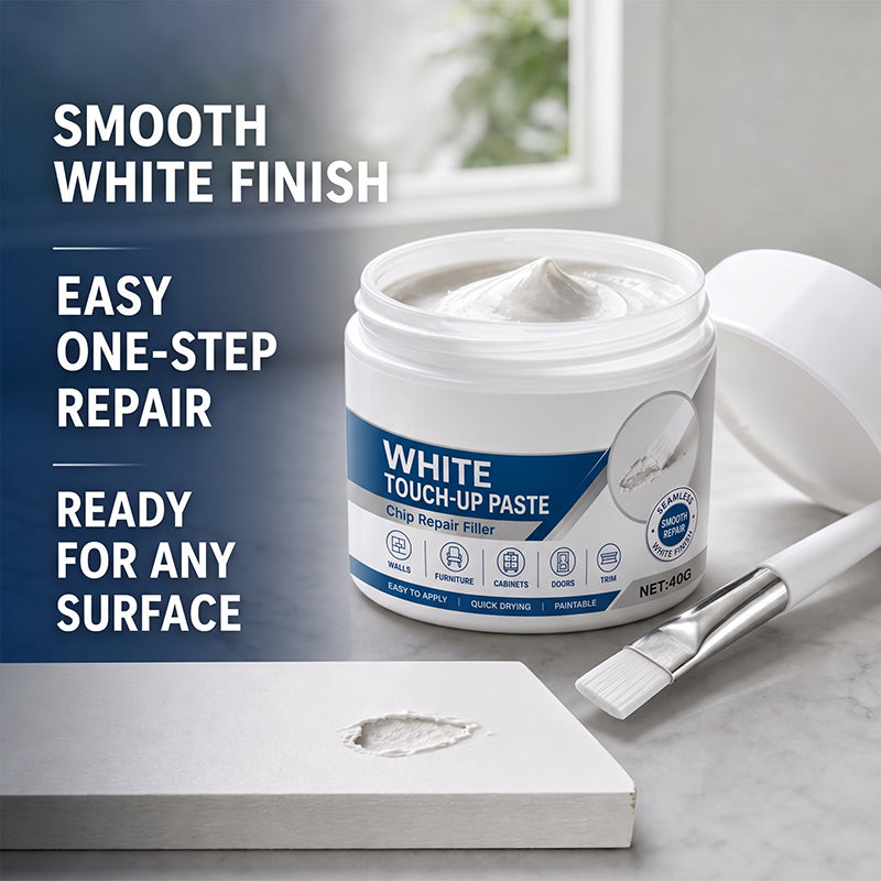 🖌️Effacez instantanément les rayures et les éraflures sur vos meubles ! ✨Pâte de retouche blanche facile à utiliser, avec pinceau de précision 🏡