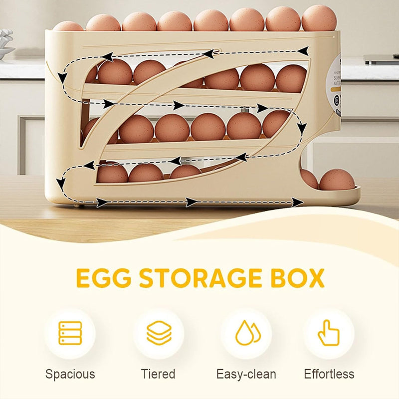 Organisateur à œufs roulant – Rangement peu encombrant pour réfrigérateur (30 œufs) 🥚