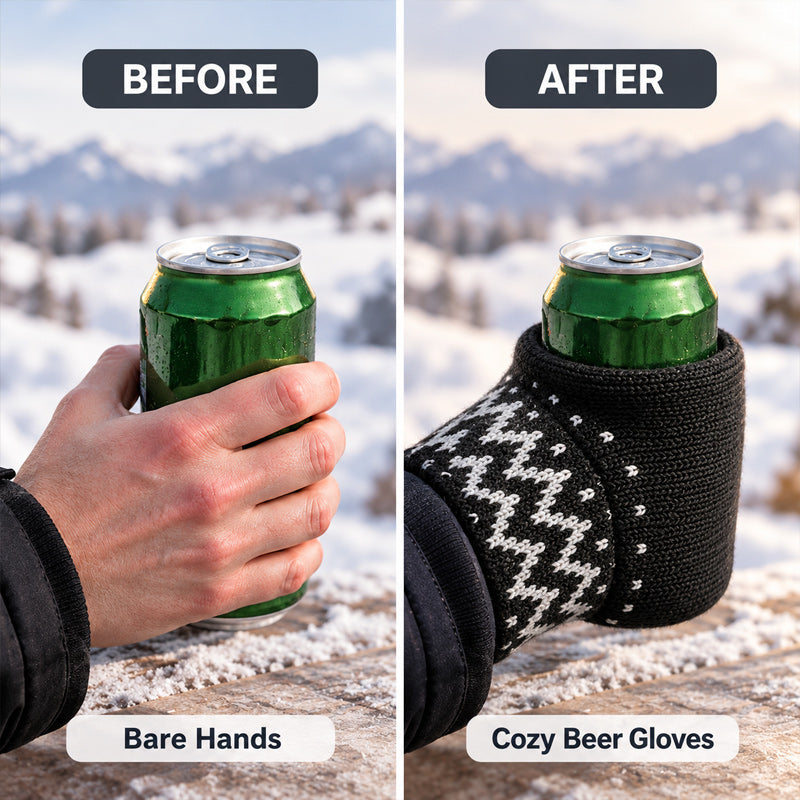 🧤🍺 Gant à bière d'hiver — Porte-verre avec poche chauffante