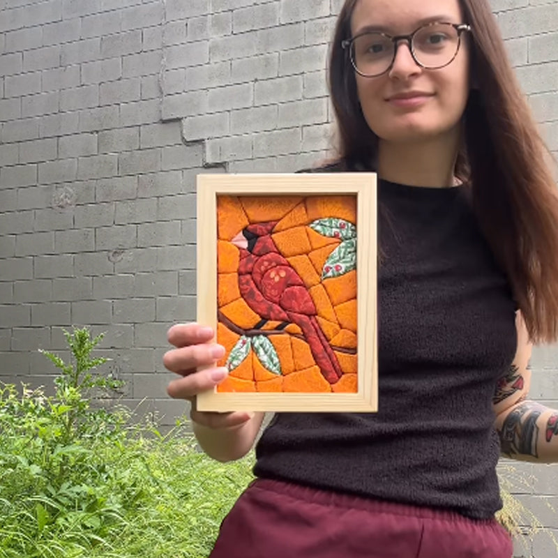 🖼️Une œuvre d'art rustique en patchwork, cousue à la main et encadrée ! 🌿