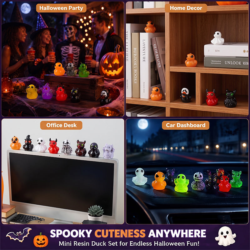 🎃🐤 Mini-canards en résine pour Halloween — 12 motifs effrayants, petites décorations de 1 pouce