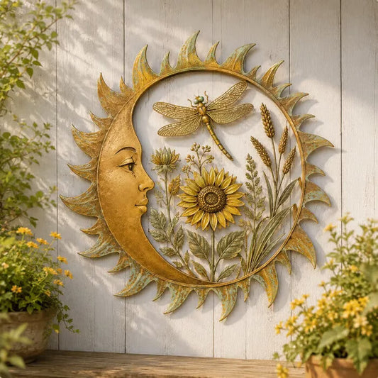 ☀️ Décoration murale vintage « Sun Garden » : art botanique rustique aux accents métalliques ! 🌿