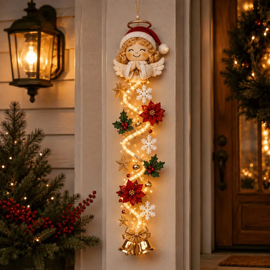 ✨🎄 Décoration de porte de Noël lumineuse — Lumière chaleureuse, charme artisanal, 6 modèles verticaux