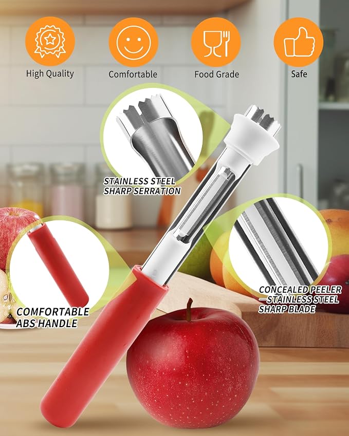 🍎 Outil 2-en-1 en acier inoxydable pour évider les pommes : un évideur de fruits en un seul geste ! ✨