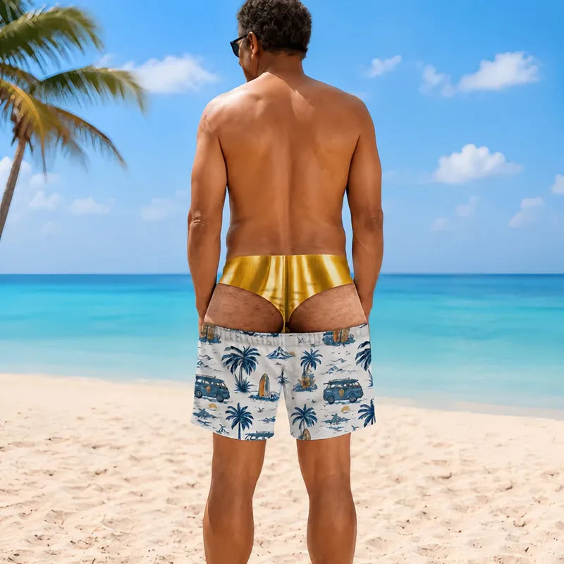 🐆 Short de bain rigolo style denim à imprimé léopard : un short de bain original ! 🏖️