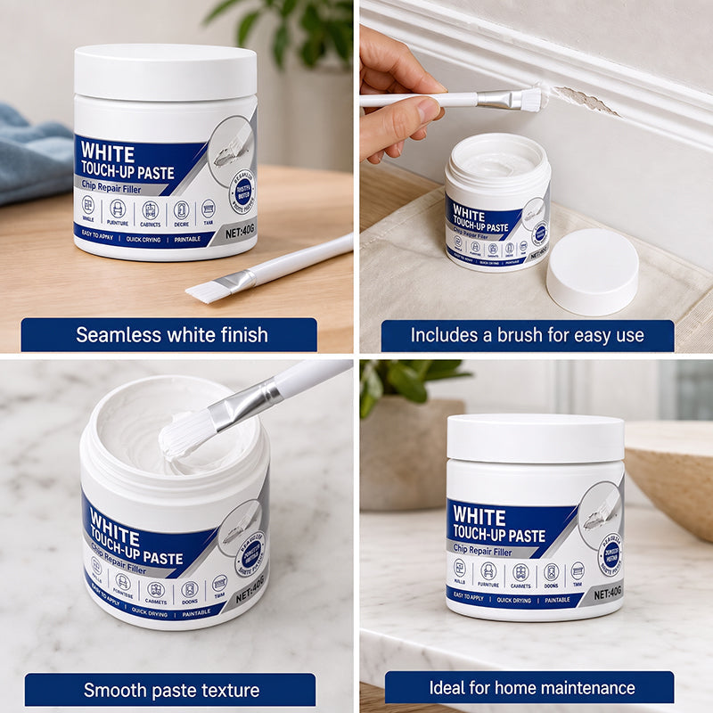 🖌️Effacez instantanément les rayures et les éraflures sur vos meubles ! ✨Pâte de retouche blanche facile à utiliser, avec pinceau de précision 🏡