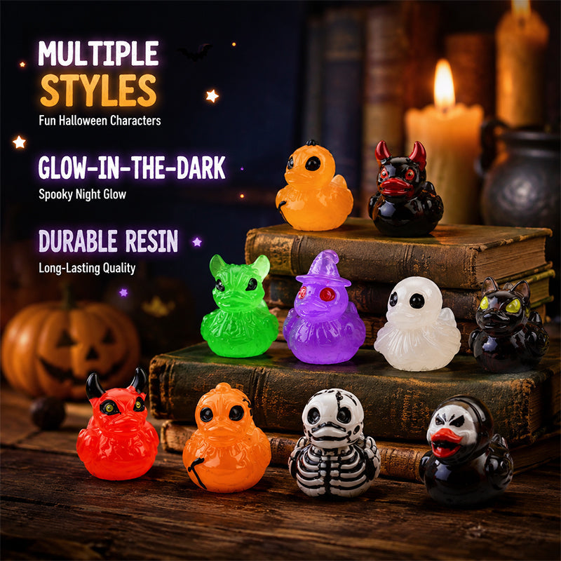 🎃🐤 Mini-canards en résine pour Halloween — 12 motifs effrayants, petites décorations de 1 pouce