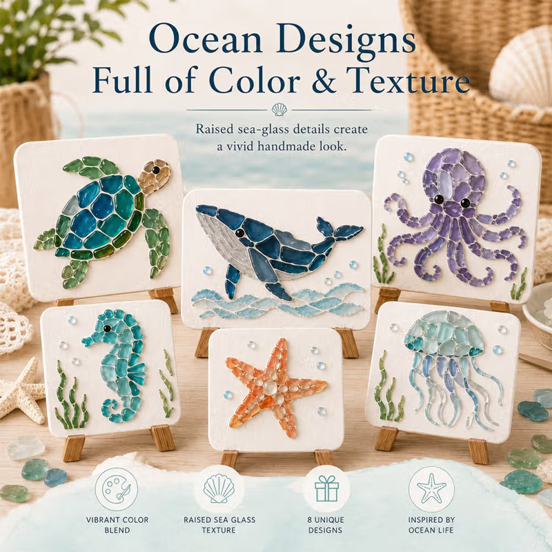 🌊✨ Kit de bricolage artistique sur le thème de l'océan – Créez un superbe chef-d'œuvre en mosaïque