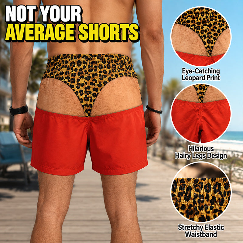 😂 Short décontracté pour homme à imprimé léopard rigolo : un short d'été ludique pour la plage ! 🐆