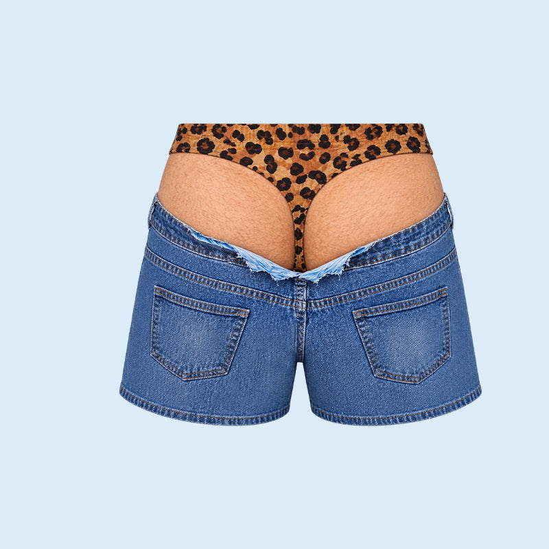 🐆 Short de bain rigolo style denim à imprimé léopard : un short de bain original ! 🏖️
