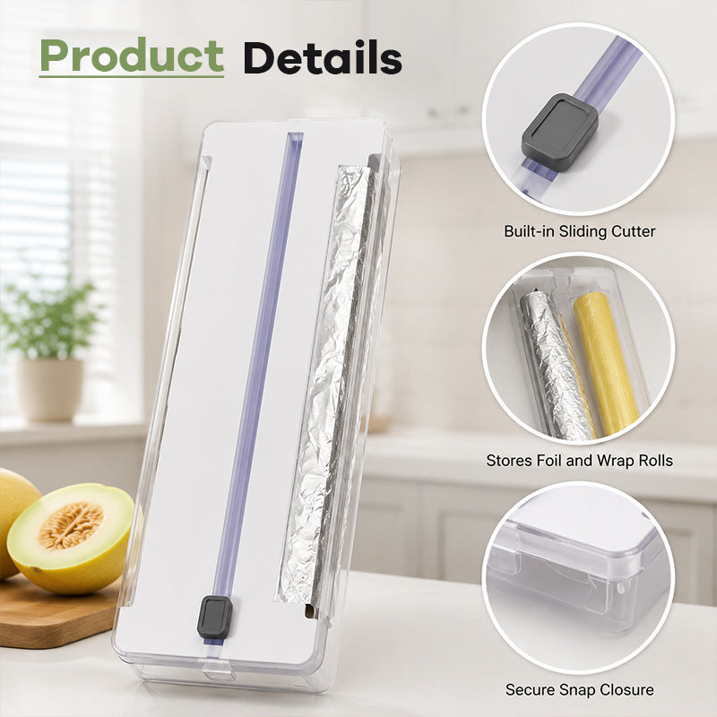 🍳 Distributeur 2-en-1 pour papier d'aluminium et film alimentaire avec coupe-film coulissant ! ✂️