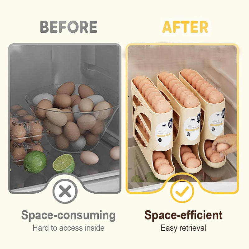 Organisateur à œufs roulant – Rangement peu encombrant pour réfrigérateur (30 œufs) 🥚