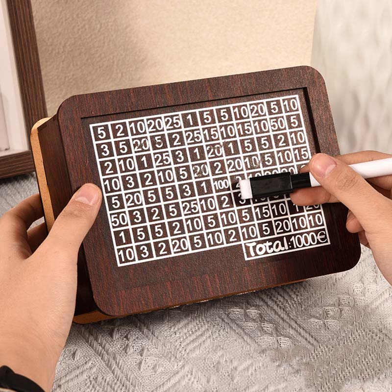 Élégante tirelire en bois avec objectif d'épargne ✨ Tirelire motivante pour petits et grands