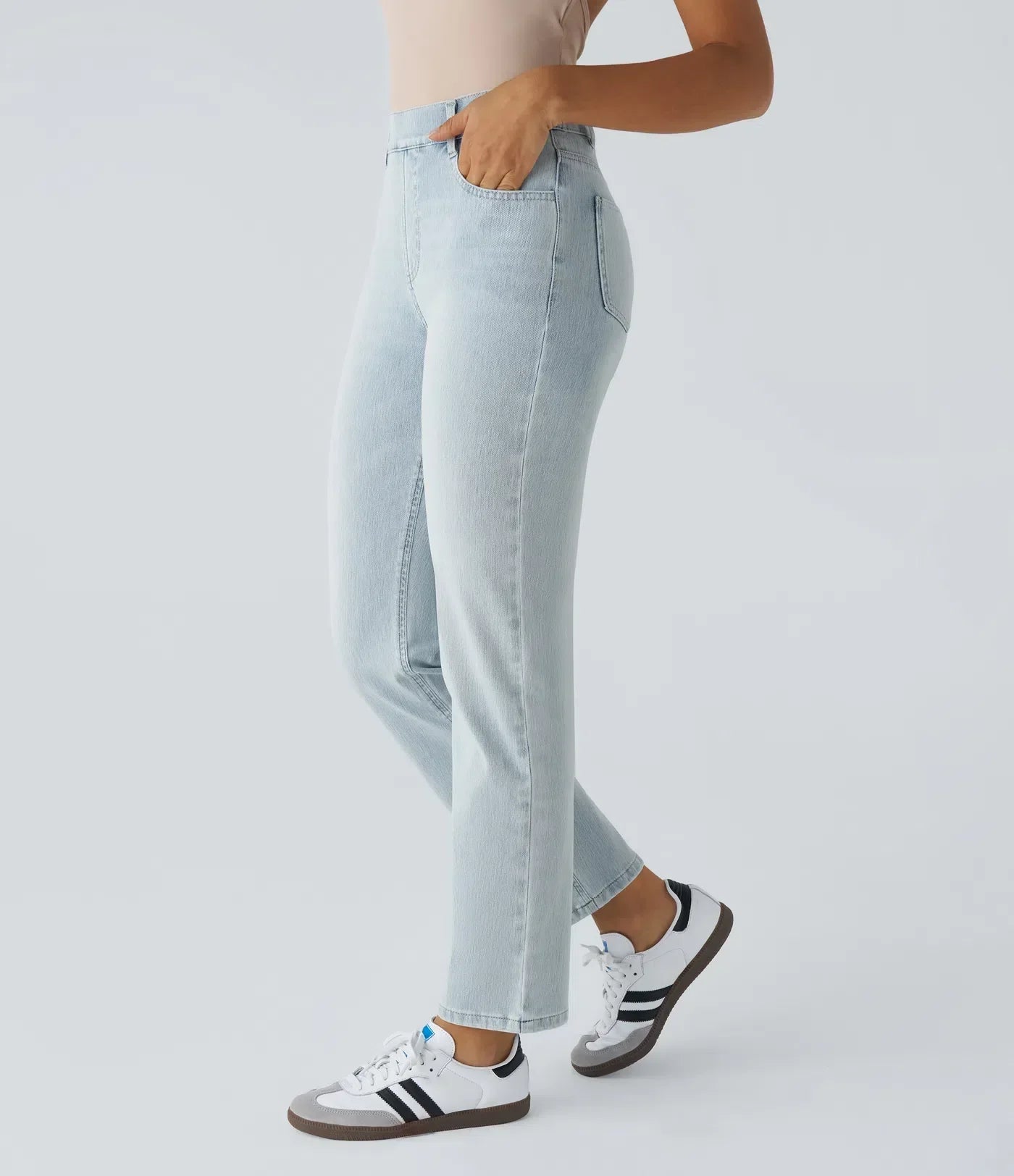 Pantalon taille haute élastique et confortable