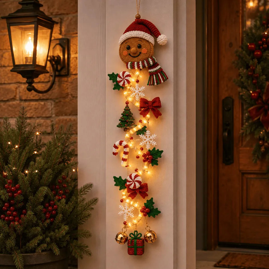 ✨🎄 Décoration de porte de Noël lumineuse — Lumière chaleureuse, charme artisanal, 6 modèles verticaux