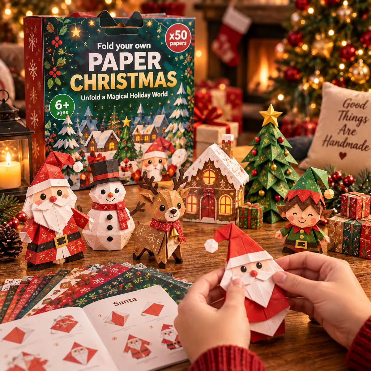 🎄✂️ Kit de bricolage de Noël en papier — 250 feuilles, 5 thèmes festifs, bricolages en papier 3D à réaliser soi-même