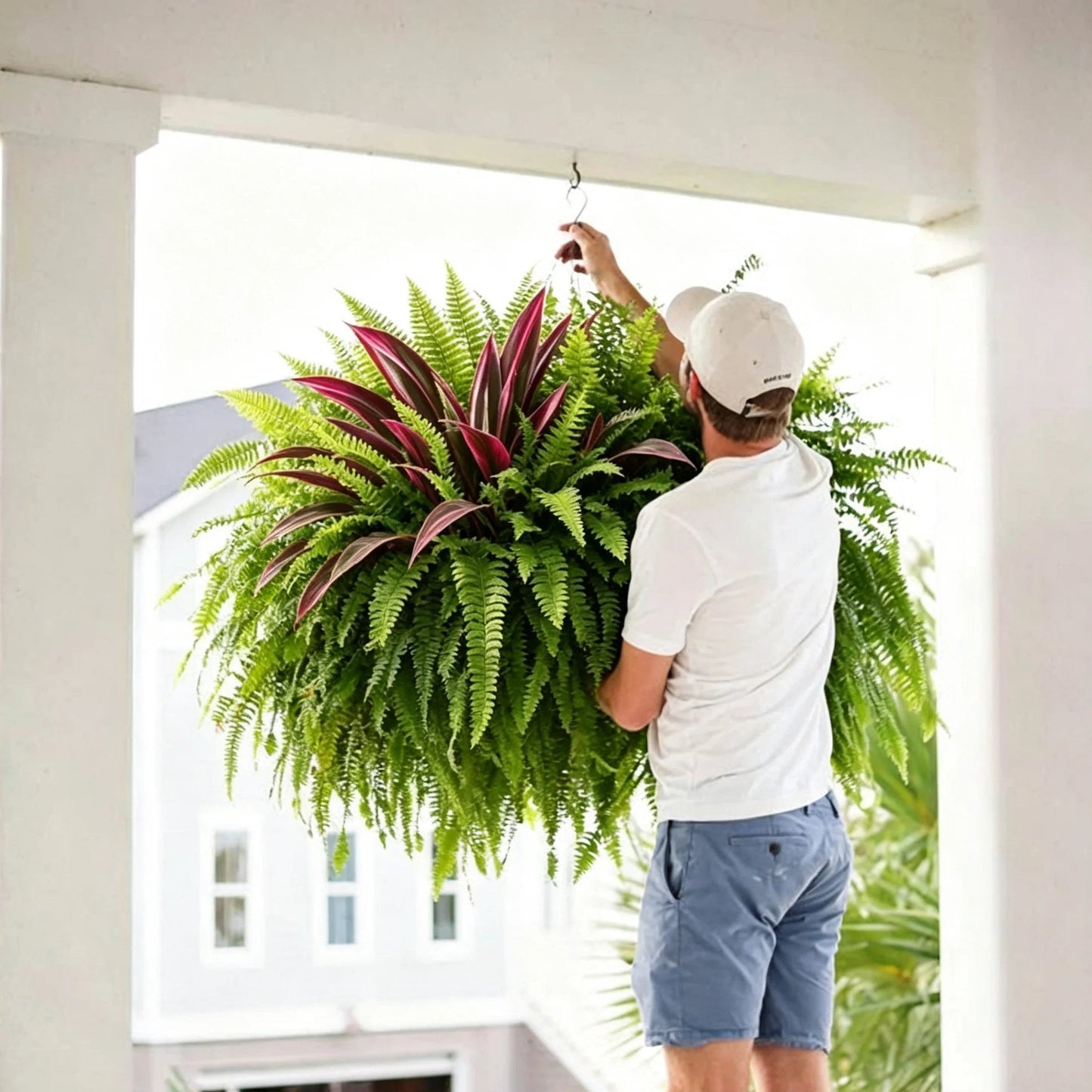 🌿 Fougère artificielle ultra-réaliste et dracaena rouge : une plante d'extérieur résistante aux UV ! ✨