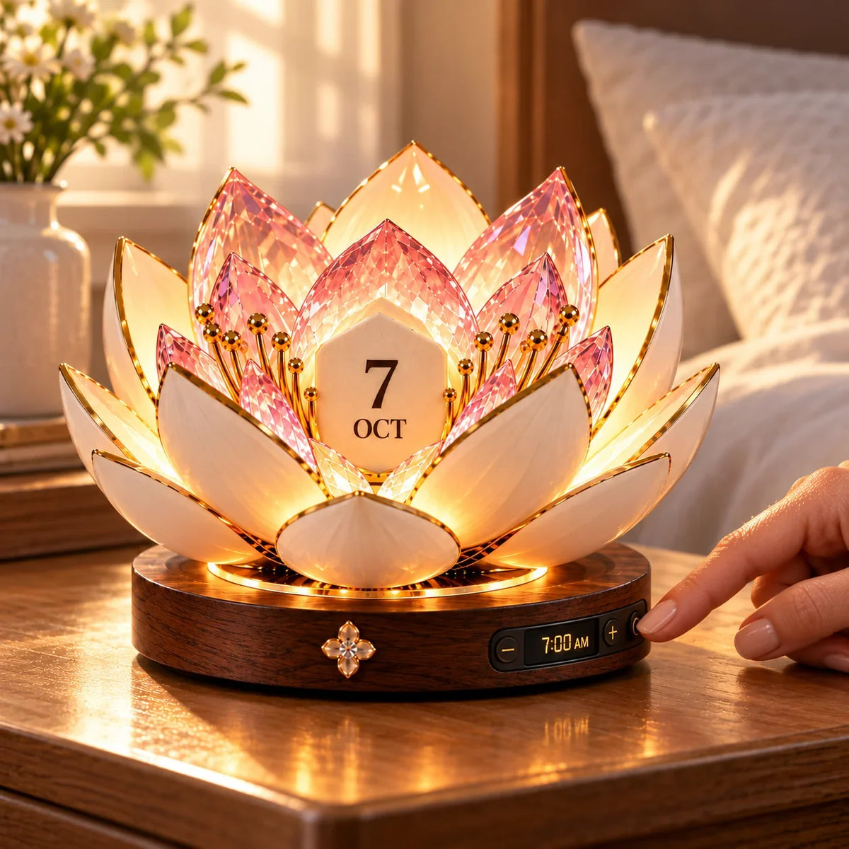 🌸 Calendrier perpétuel à floraison automatique — Calendrier floral qui affiche la date grâce à une lumière d'ambiance chaleureuse