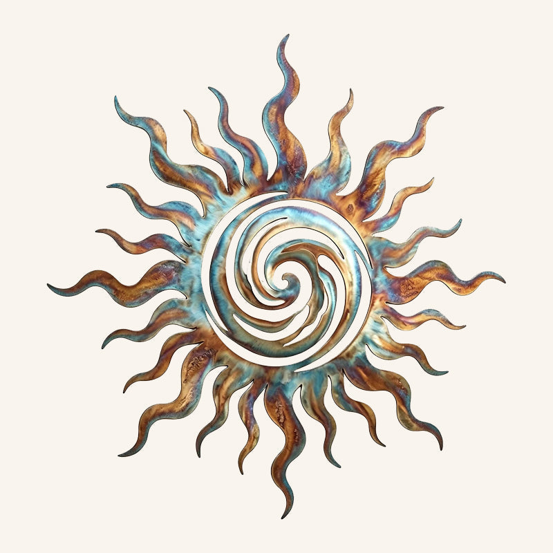☀️ Décoration murale en métal « Soleil tourbillonnant » : une touche d'élégance chaleureuse pour la maison et le jardin ! ✨