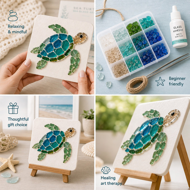 🌊✨ Kit de bricolage artistique sur le thème de l'océan – Créez un superbe chef-d'œuvre en mosaïque