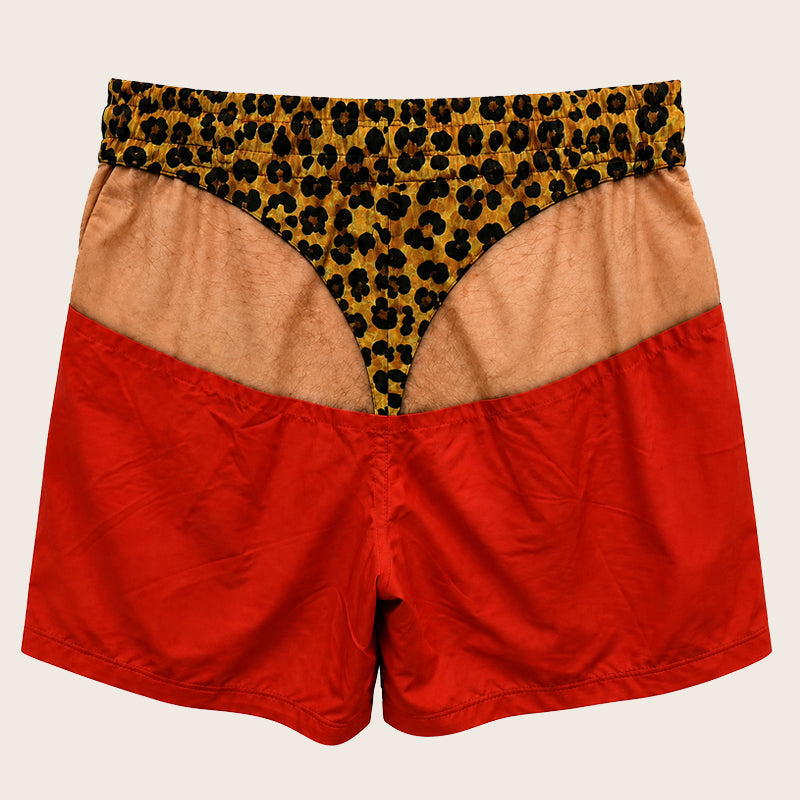 😂 Short décontracté pour homme à imprimé léopard rigolo : un short d'été ludique pour la plage ! 🐆