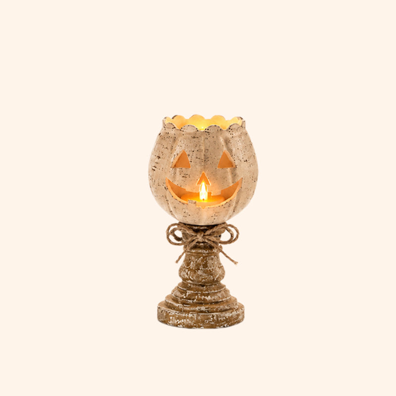 🎃 Joli bougeoir en forme de citrouille : décoration rustique avec une citrouille-lanterne sur socle ! 🕯️