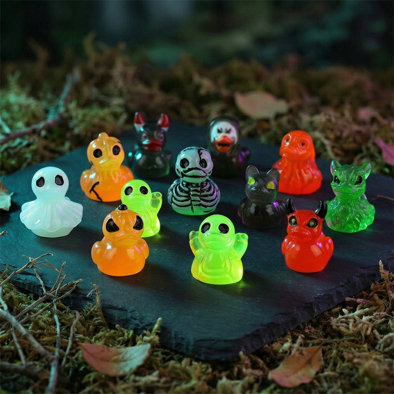 🎃🐤 Mini-canards en résine pour Halloween — 12 motifs effrayants, petites décorations de 1 pouce