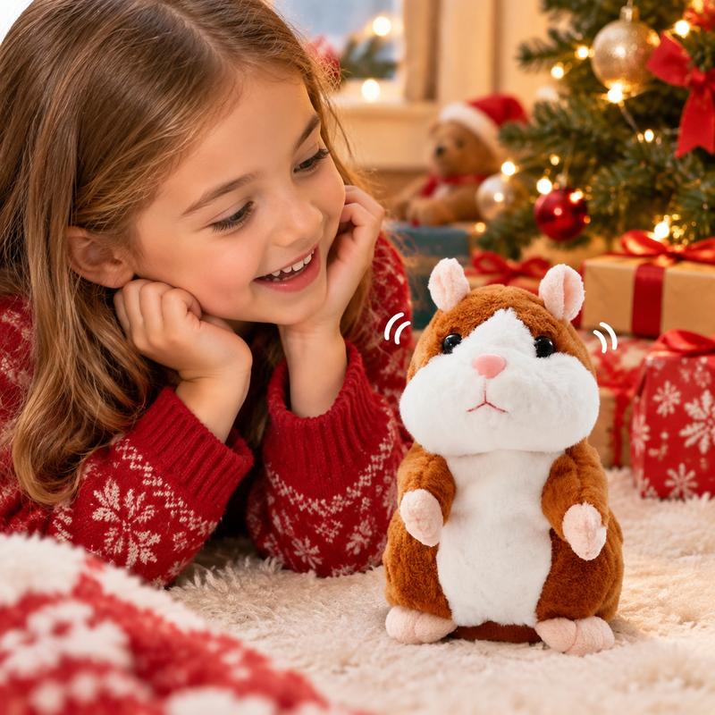 🐹 Peluche de hamster parlant — Répète ce que vous dites et remue la tête, 3 couleurs + édition de Noël