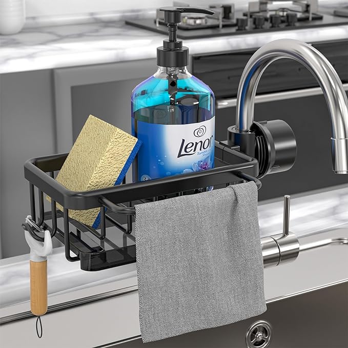 🍽️💧 Support de rangement multifonctionnel pour évier — En aluminium résistant à la rouille, séchage rapide et installation sans outils