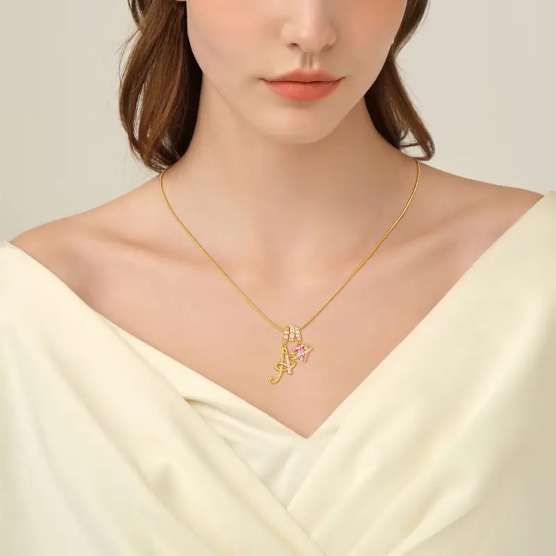 💖50% de réduction pour la Saint-Valentin✨ Collier pendentif lettre A-Z à trois rangs🎀