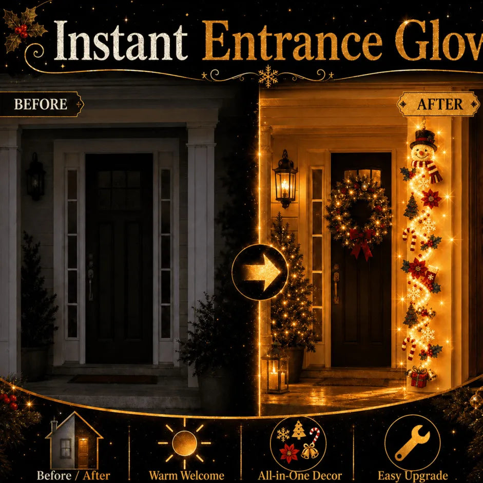 ✨🎄 Décoration de porte de Noël lumineuse — Lumière chaleureuse, charme artisanal, 6 modèles verticaux