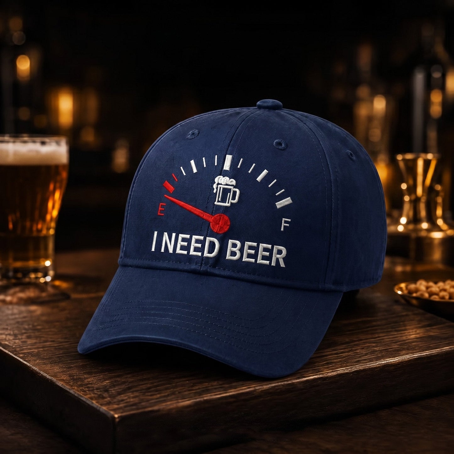 🧢 Casquette de baseball originale avec bouchon de réservoir brodé « I Need Beer » : une casquette de baseball originale ! 🍺✨