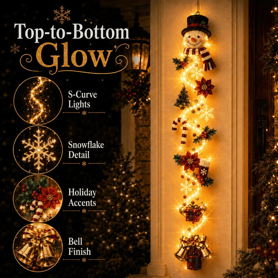 ✨🎄 Décoration de porte de Noël lumineuse — Lumière chaleureuse, charme artisanal, 6 modèles verticaux