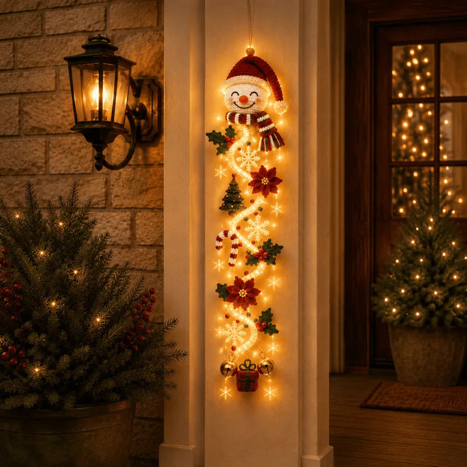 ✨🎄 Décoration de porte de Noël lumineuse — Lumière chaleureuse, charme artisanal, 6 modèles verticaux