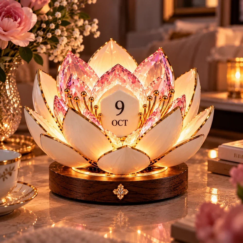 🌸 Calendrier perpétuel à floraison automatique — Calendrier floral qui affiche la date grâce à une lumière d'ambiance chaleureuse