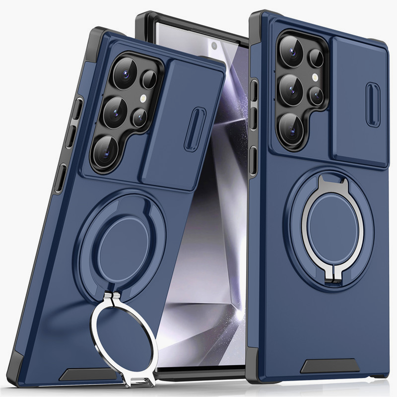 Étui blindé pour la série Galaxy S 🛡️ Couvercle coulissant pour l'appareil photo et anneau à 360° 🧲 Fonction magnétique