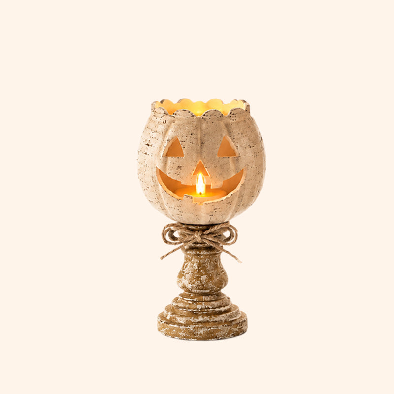 🎃 Joli bougeoir en forme de citrouille : décoration rustique avec une citrouille-lanterne sur socle ! 🕯️