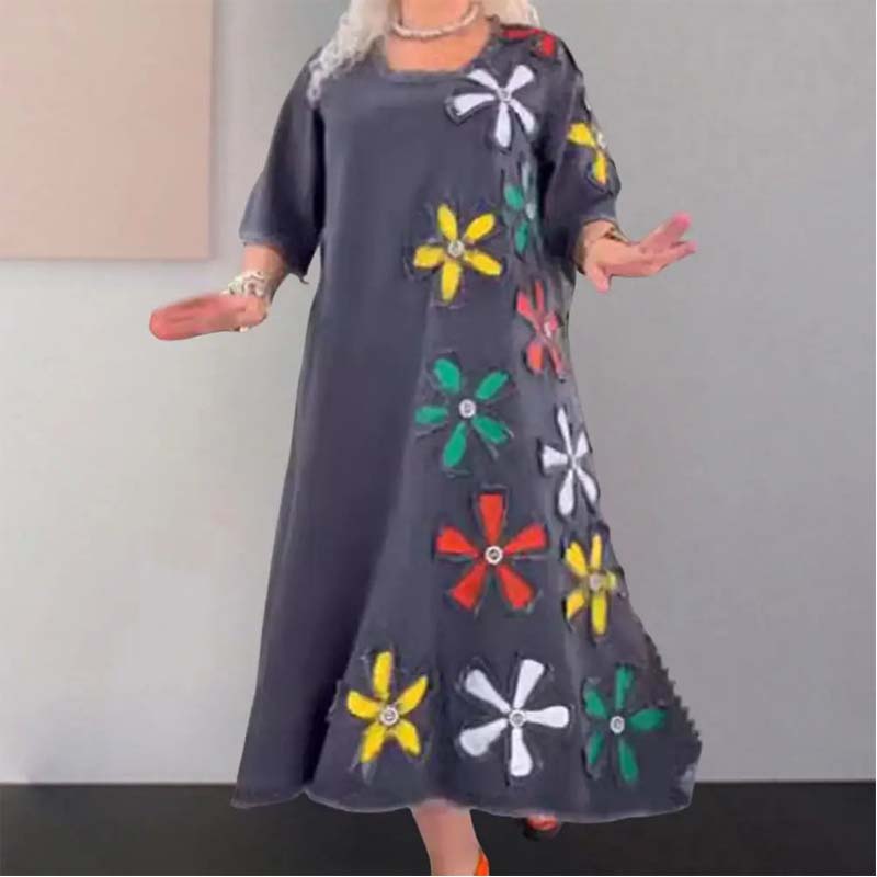 🌸Robe ample décontractée à col rond